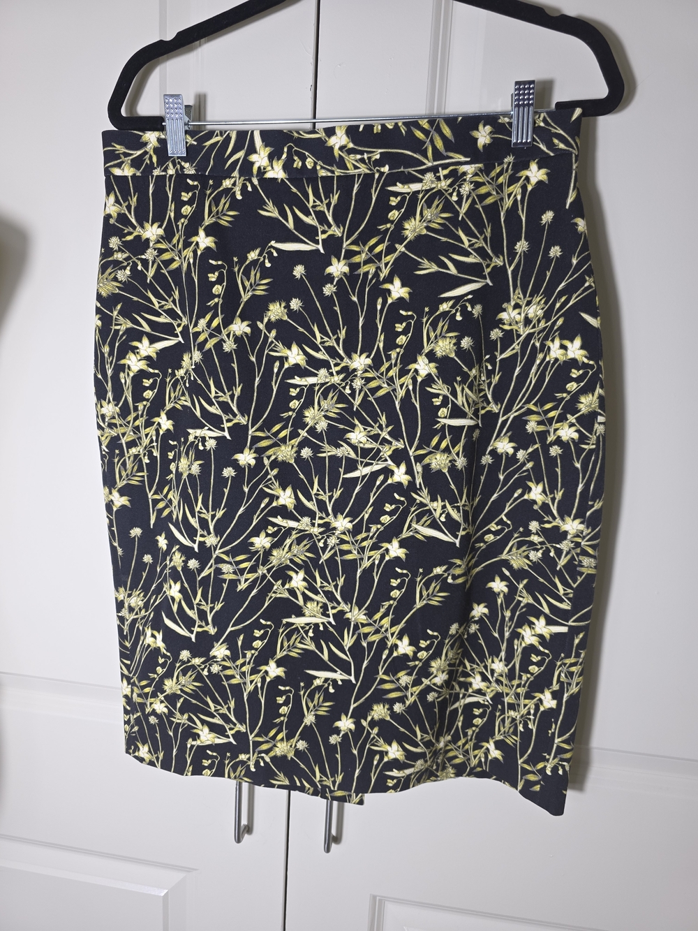 Banana Republic Black Pencil Skirt with Yellow Floral Print